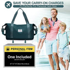 Large Travel Duffle Bag Carry On Weekender Bags for Women Men 18x14x8 Gym (A28-PeacockBlue-2-layer Expansion / X-plus)