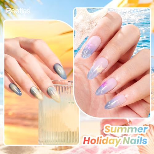 Beetles Cat Eye Gel Nail Polish Set (A - Blue Pink Orange | Saltmist Sunset)