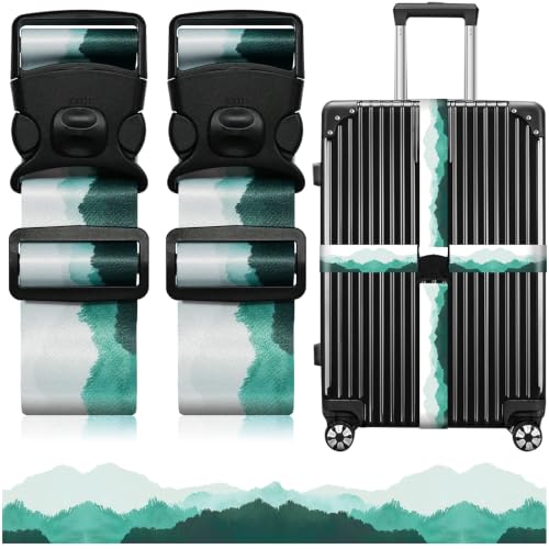 Luggage Straps for Suitcases (Green White)