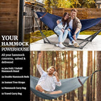Combo x2 Hammocks with Stand for Outside & Tree Straps (Combo - Aegean)