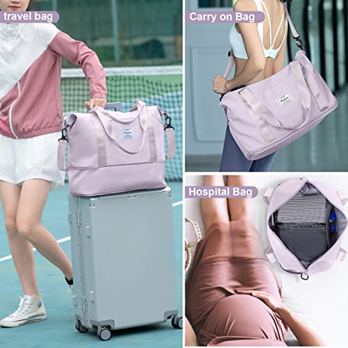 Travel Duffle Bags for Women Overnight Tote Bag Carry On Personal Item (B4-purple-expandable / X-large)