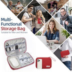 Small Cable Organizer Travel Case for Chargers (red)