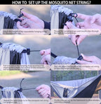 Camping Hammock with Mosquito Net (Black&grey / X-Large)