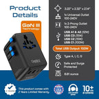 Universal Travel Adapter (Black/Blue)