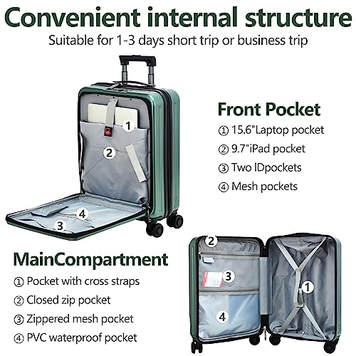 2pcs 20 28" Luggage Set (Dark Green / 2 Piece (20/28))