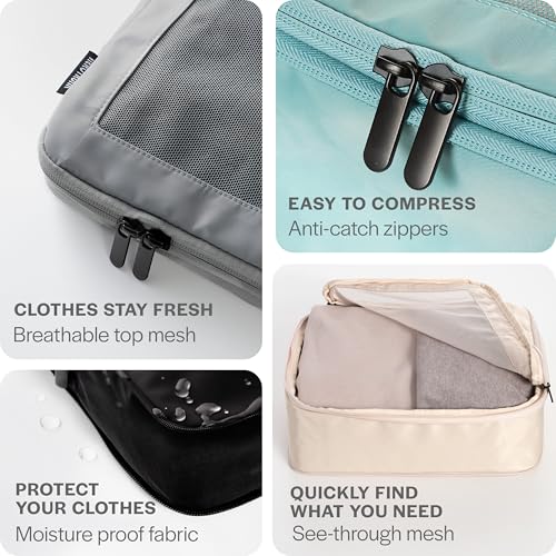 Compression Packing Cubes for Travel (4-Pack / Beige)