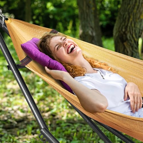 Universal Double Hammock with Stand Included Portable (1. Yellow)