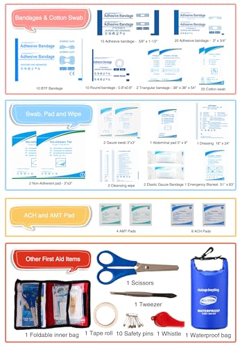 116pcs Waterproof Boat First Aid Kit with Round Bottom Bag Blue (Ws011-fakdwp-blue)