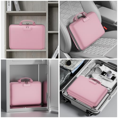 Fireproof File Organizer with Lock (15.5" x 11.5" x 3"(colorful) / Pink)