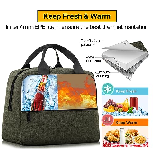 Insulated Lunch Bag for Women Men (Green)