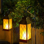 18" Solar Lanterns Outdoor Waterproof Flickering Flame Patina (Antique Patina)