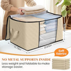 10 Pack Storage Bags for Clothes Blanket Storage Bins with Lids (10 Pack-60l / Beige)