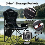 Heavy Duty Camping Chairs for Adults with Cup Holder & Cooler Bag (Camo | 400lbs)