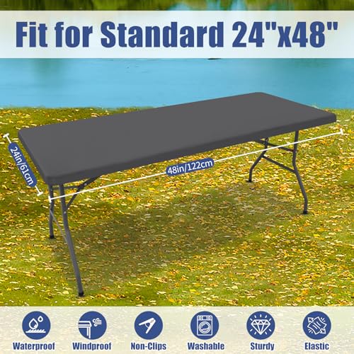 2 Pack Rectangle Spandex Fitted Table Cloth (Dark Grey / 48" x 24" (Rectangular))