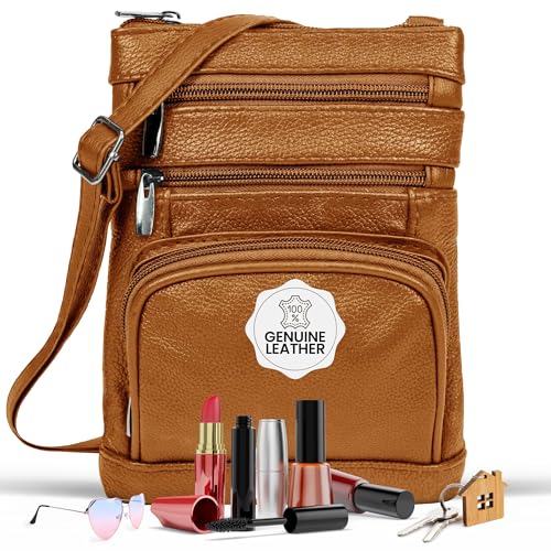 leather Crossbody Purses for Women (X-Large / Light Brown)