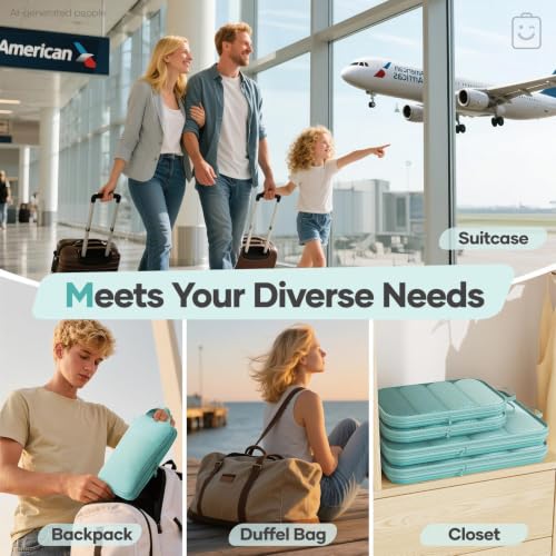 9 11 Set Compression Packing Cubes for Travel Essentials (Blue Green / 9 set)