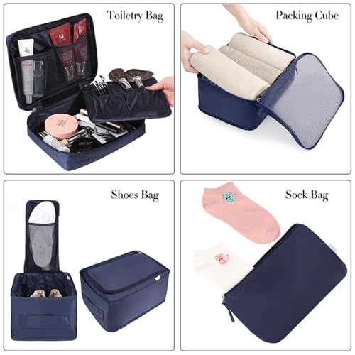 8 Set Packing Cubes Luggage Packing Organizers for Travel Accessories (Indigo / 8 Set)