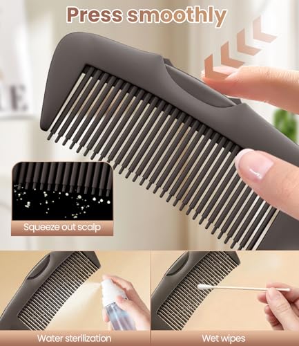 Dandruff Comb Removal 2PC Hollow Fine Tooth Scalp Detox Hair Care Tool (Brown)