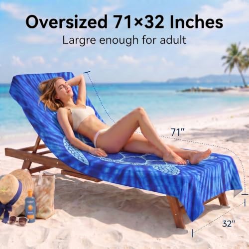 2 Pack Microfiber Beach Towels Oversized 71x32 Turtle Floral (2 Pack Turtle Flowers / X-Large (32x71 inches))