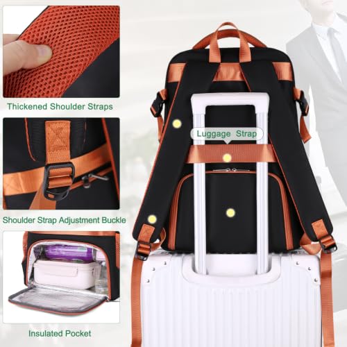 Durable Waterproof Travel Laptop Backpack 17.3 inch (A1-black White Brown)