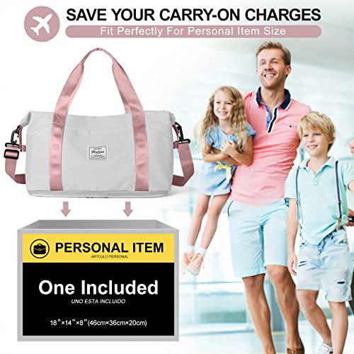 GreyPink Travel Duffel Gym Tote Bag (A97-greypink-expandable / X-large)