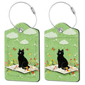 2 Pcs Cat with Book Luggage Tags for Suitcase (Funny-cat-book)