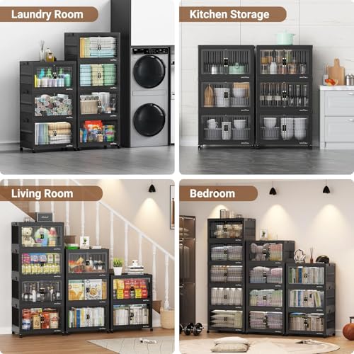 400Qt Stackable Storage Bins with Lid (Black / 100QT-4Pack)
