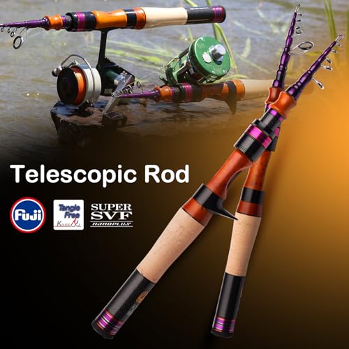 PURELURE Telescopic Fishing Rod Ultralight (Fuji Cast - 5'1'' - Ultralight - Moderate Fast)