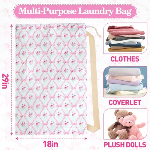 Laundry Bag Backpack for Dorm & Travel (Rose Bow)
