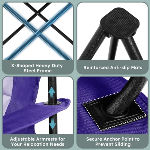 Oversized Folding Camping Chair for Adults (Deep Purple / Single Pack)