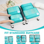9 Set Packing Cubes with Packing List Luggage Packing Organizers for Travel Accessories (Blue Green)