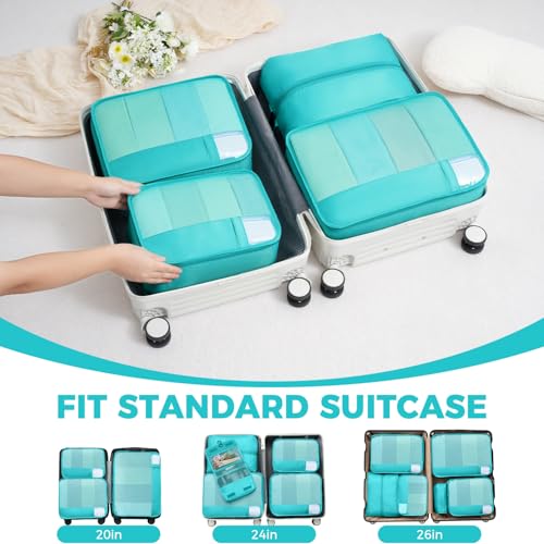 9 Set Packing Cubes with Packing List Luggage Packing Organizers for Travel Accessories (Blue Green)