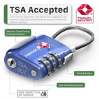 TSA Approved Cable Luggage Locks (3 Digit blue 2 pack)