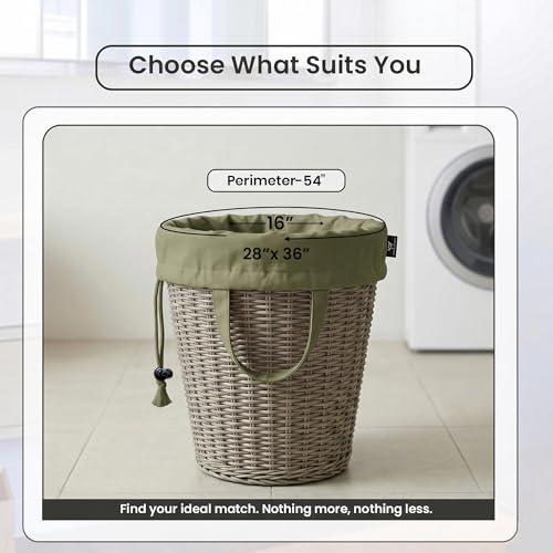 LFH Home Large Premium Cotton Rich Canvas Laundry Bag with Drawstring and Handles Heavy Duty (28"x36" (Pack of 4) / Military Green)