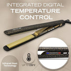 C3 Hair Straightener Flat Iron Professional for Hair Titanium Plates Control Temperature Women (Leopard Gold Soft Touch)