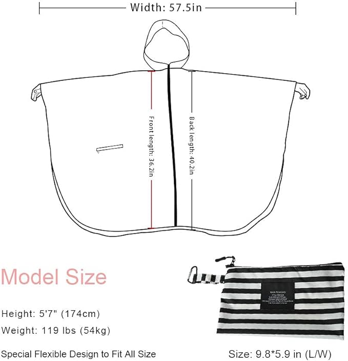 Rain Poncho Jacket Coat Hooded Zipper Style - Image 4