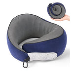 Travel Neck Pillow Airplane Neck Support Ergonomic Design for Traveling (Navy Blue / Standard)