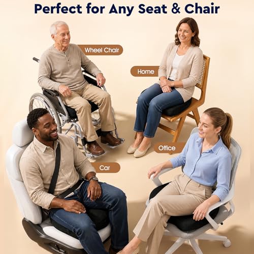 Seat Cushion Memory Foam Office Chair Cushion (Large / Black)