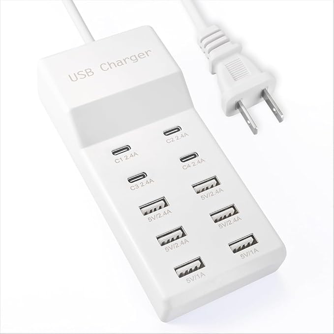 USB Charging Station, 10 Ports Family-Sized USB C Charger Block, USB Power Strip by SIWMER