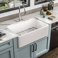 33 Inch White Farmhouse Sink Reversible Apron Front (33"x20"x10" / White)