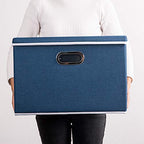 Large Collapsible Storage Bins with Lids [3 (Royal Blue / L(3-Pack))
