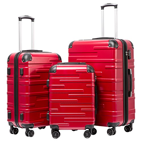 Hardside ABS Luggage (red / 3 Piece Set)