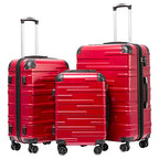 Hardside ABS Luggage (red / 3 Piece Set)