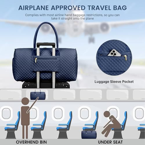 Women Weekender Travel Duffle Bag (25-Navy Blue Basic / Large)