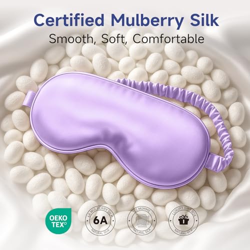 Sleep Mask for 100% Mulberry Silk for Women Men (Purple)