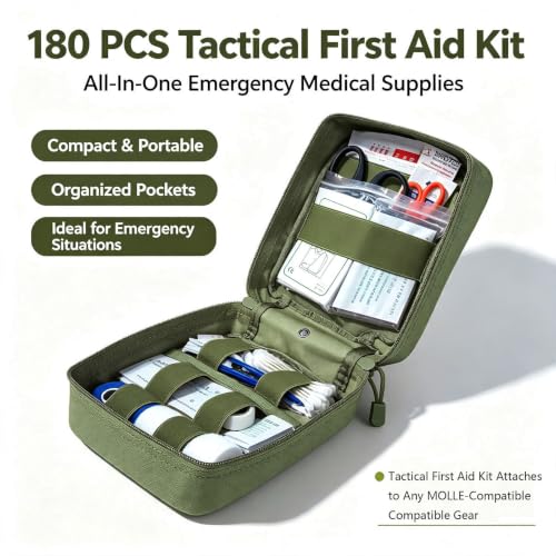 First Aid Kit EMT Medical IFAK Pouch Molle Tactical Med Emergency Bag Green (Olive Drab)