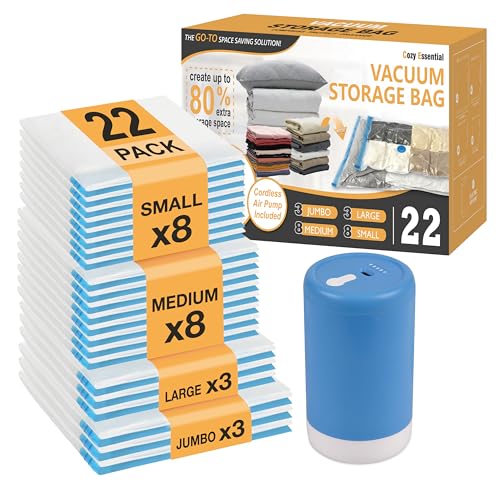 Travel Vacuum Storage Bags with Rechargeable Cordless USB Pump (Combo)