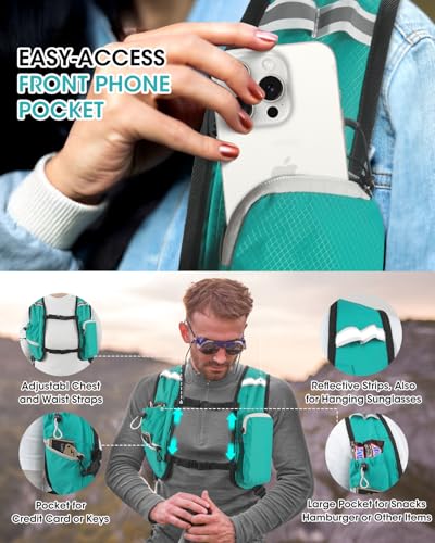 Foldable Small Hiking Backpack with 3 Strap Pockets (Mossgreen-)