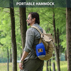 Camping Hammock with Net (Blue & Grey / X-Large)
