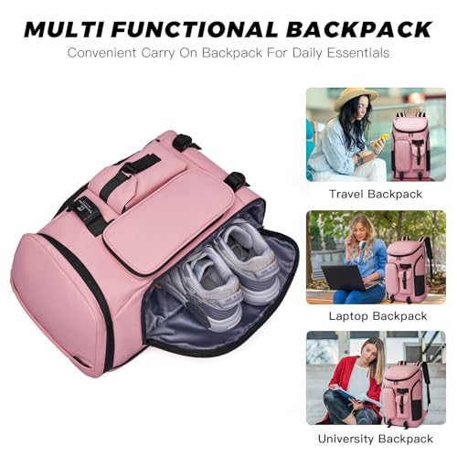 Carry on Travel Backpack for Men Women (Pink-30l)